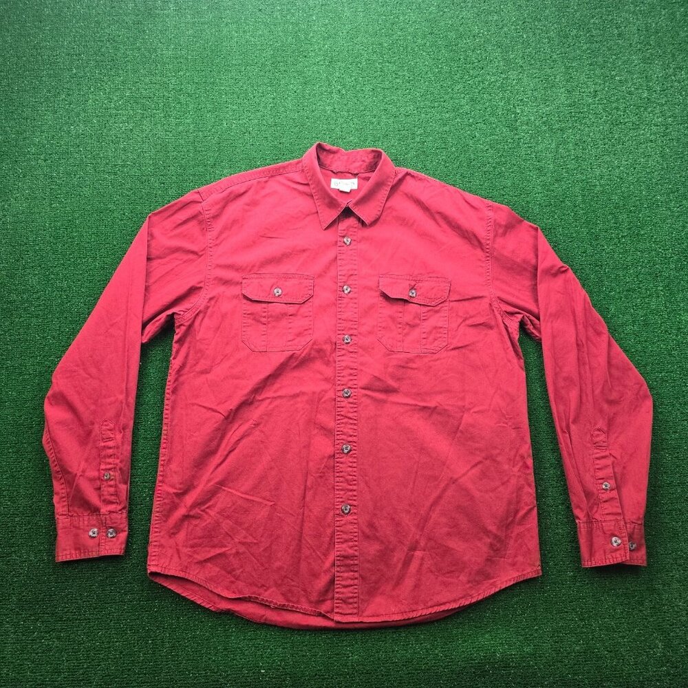 Magellan‎ Shirt Mens XL Red Button Up Long Sleeve Outdoors Hiking Fishing Casual